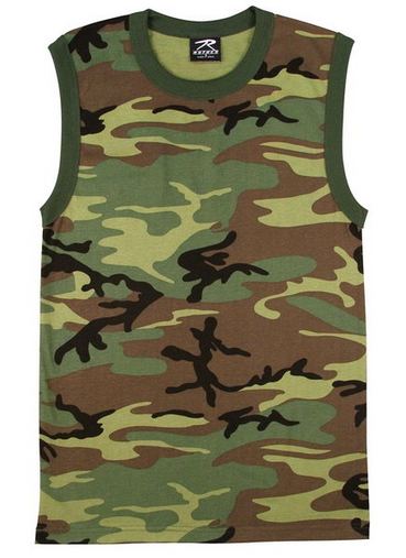 Custom Printed  Rothco Woodland Camo Muscle Shirt - 6700 